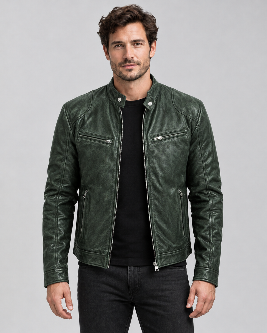 Men's Structured Faux Leather Jacket