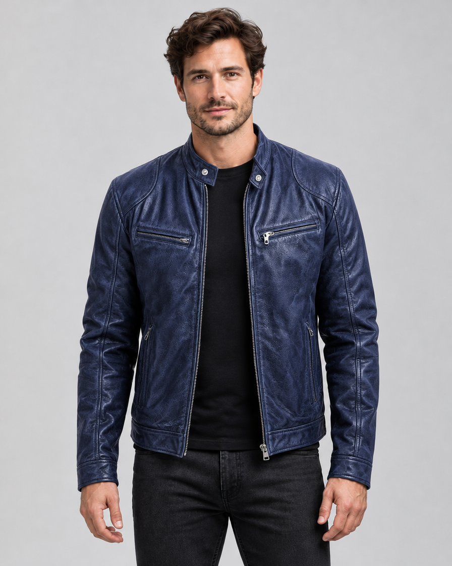 Men's Structured Faux Leather Jacket