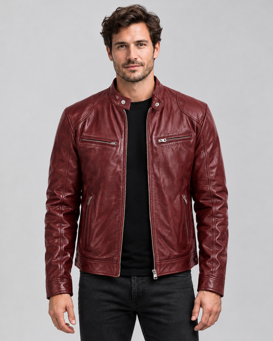 Men's Structured Faux Leather Jacket
