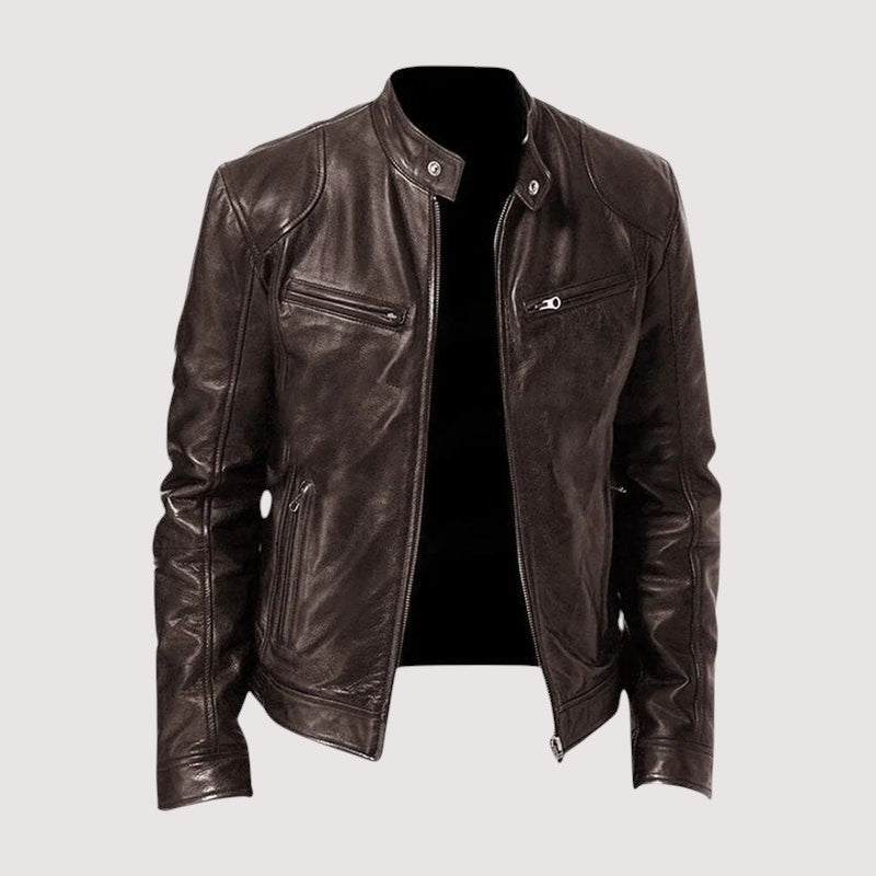 Men's Structured Faux Leather Jacket