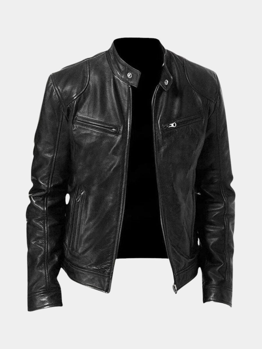 Men's Structured Faux Leather Jacket