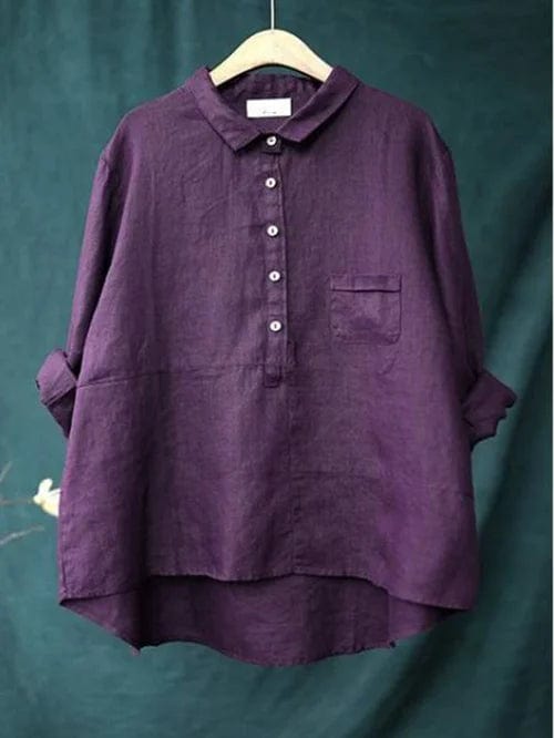 Patricia | Linen Shirt with Curved Hem and Chest Pocket