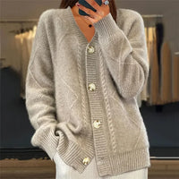 Patricia | Relaxed Chunky Knit V-Neck Button-Front Gilet