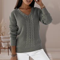 Rosemary | Chunky Cable Knit V-Neck Jumper