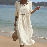 Rosemary | Summer Boho Midi Dress with Flared Sleeves