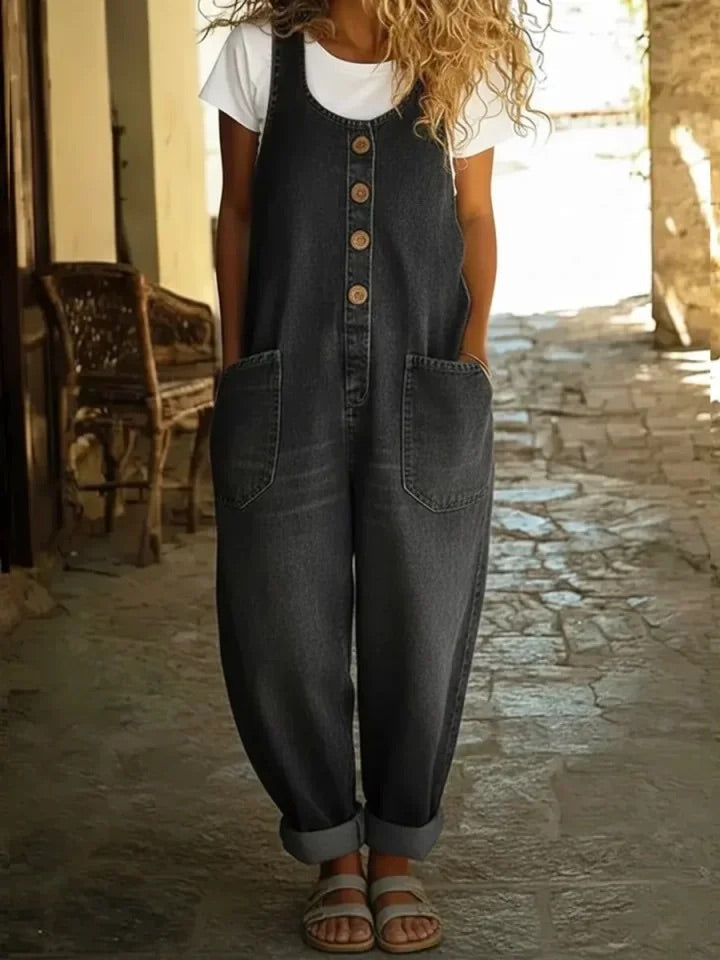 Rosemary | Vintage Wash Denim Overalls With Pockets