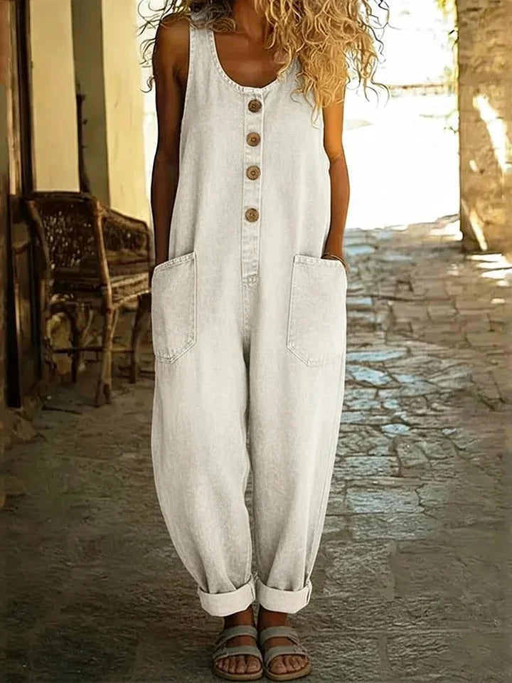 Rosemary | Vintage Wash Denim Overalls With Pockets