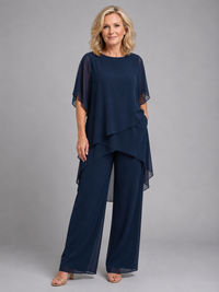 Sandra | Asymmetric Two-Piece Occasionwear Set with Wide Leg Trousers
