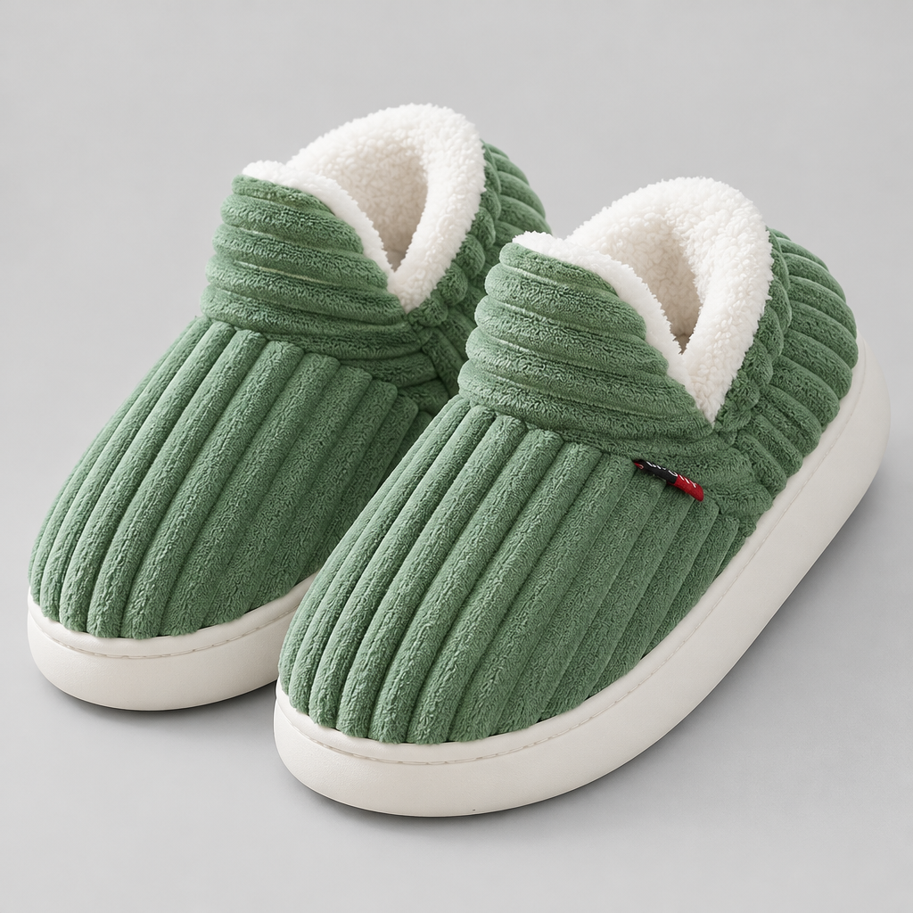 Unisex Corduroy Slippers with Fleece Lining