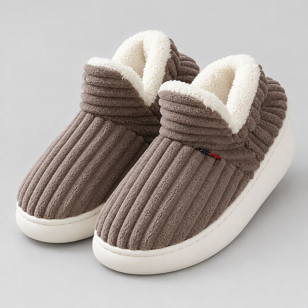 Unisex Corduroy Slippers with Fleece Lining