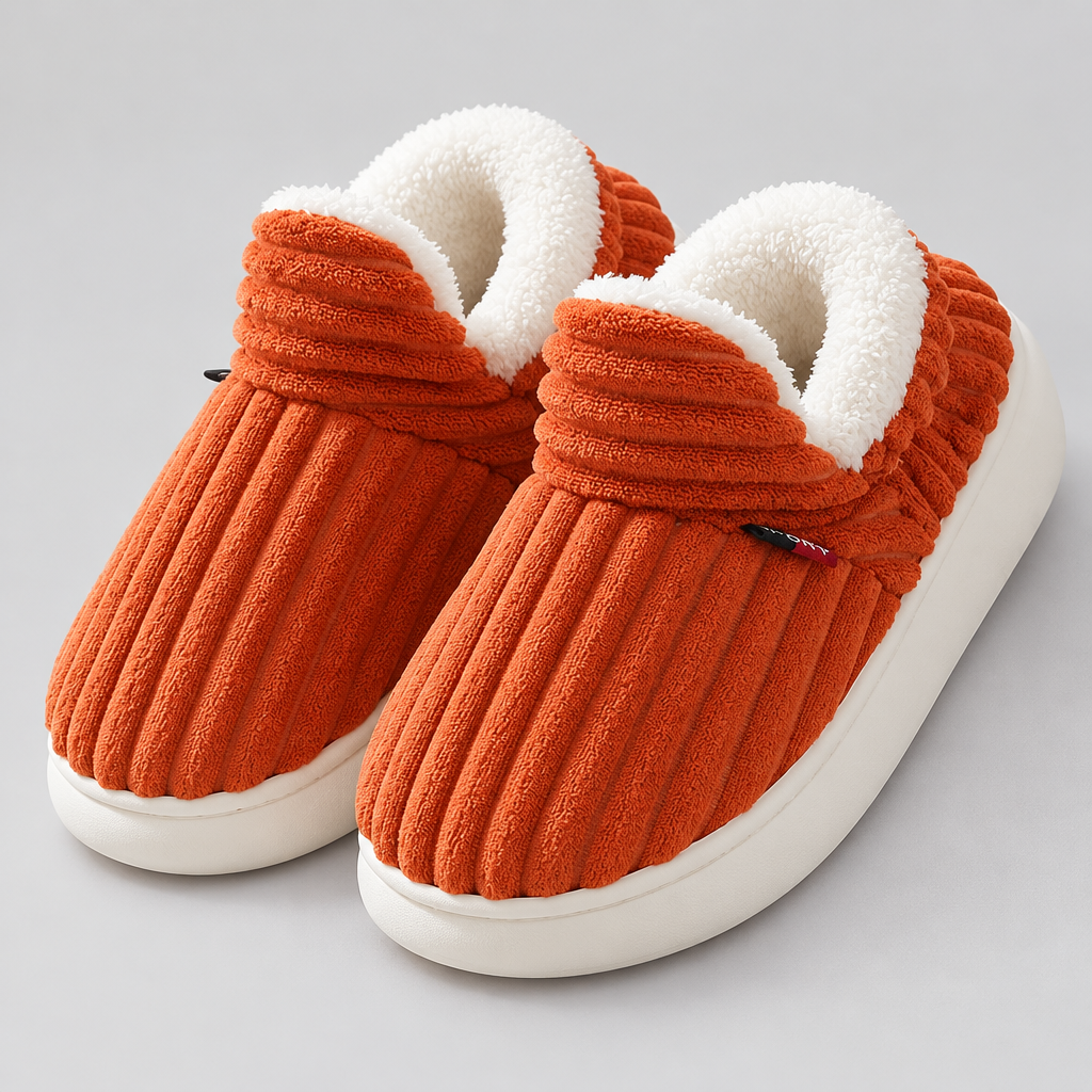 Unisex Corduroy Slippers with Fleece Lining