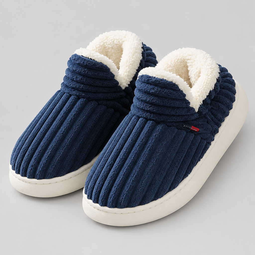 Unisex Corduroy Slippers with Fleece Lining
