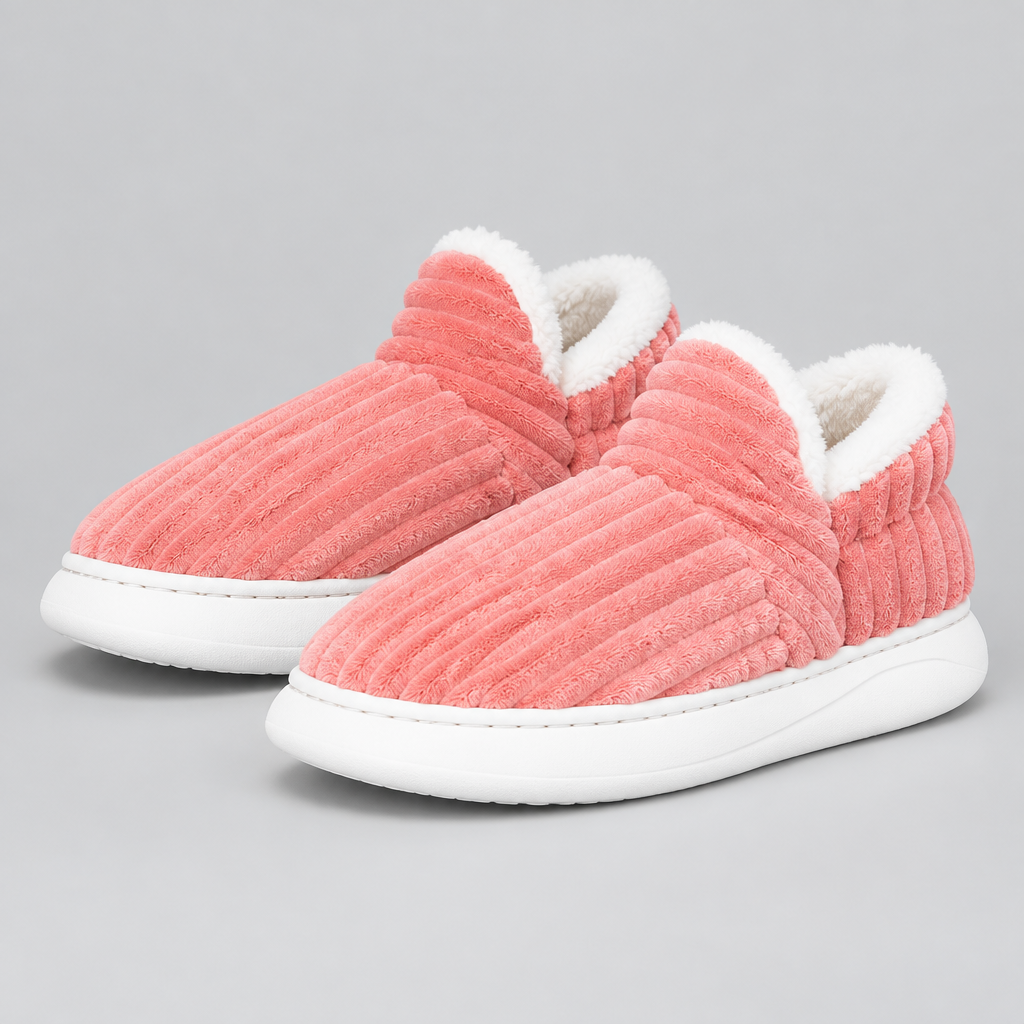Unisex Corduroy Slippers with Fleece Lining