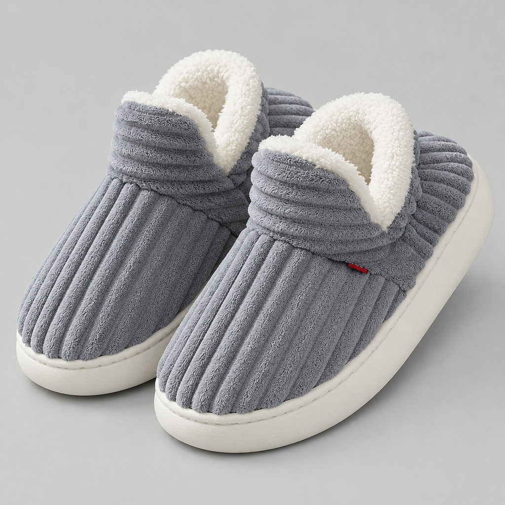 Unisex Corduroy Slippers with Fleece Lining