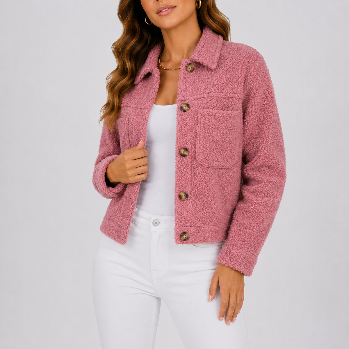 Womens Casual Knit Blazer Jacket with Pockets for Autumn