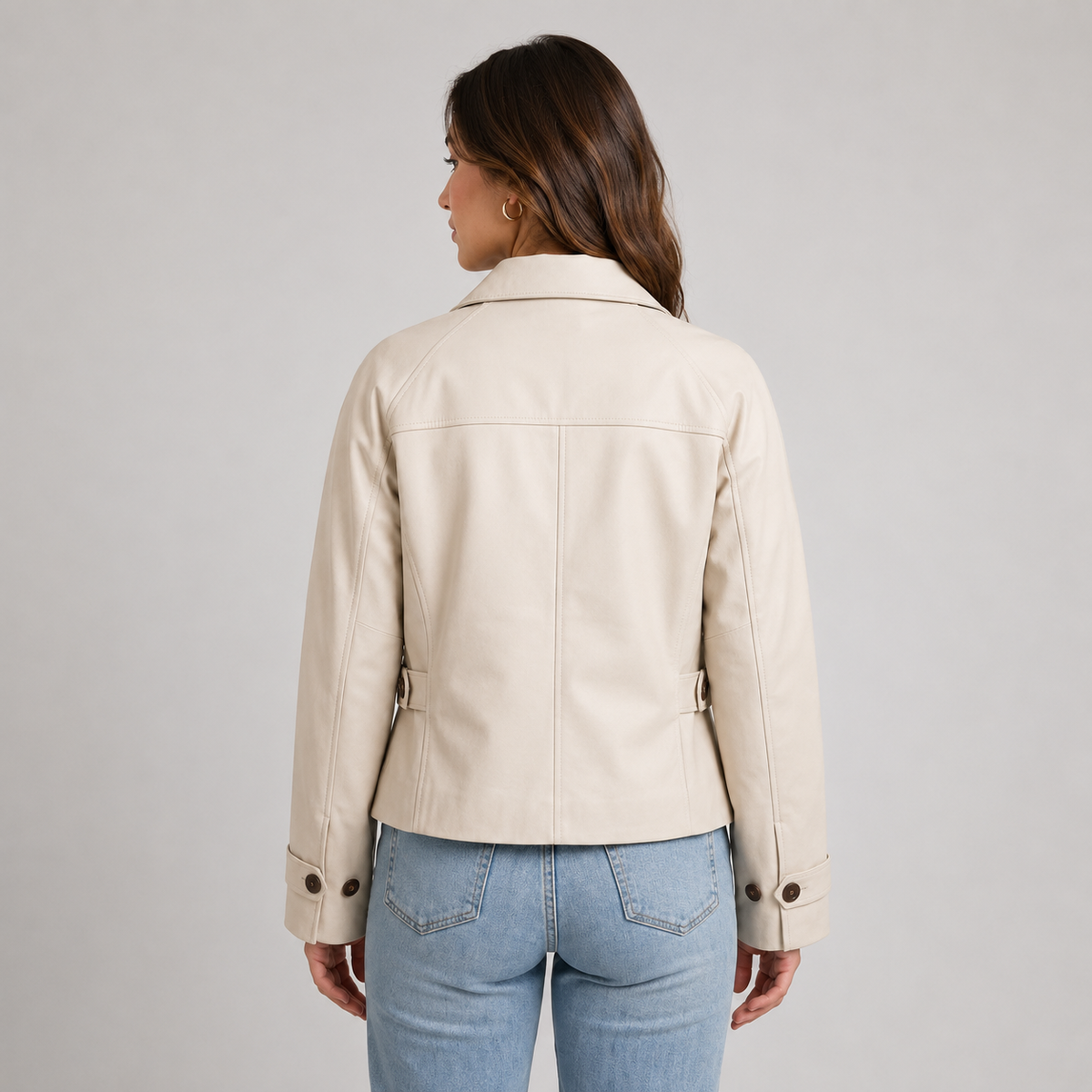 Women's Cropped Jacket with Button Front and Classic Collar