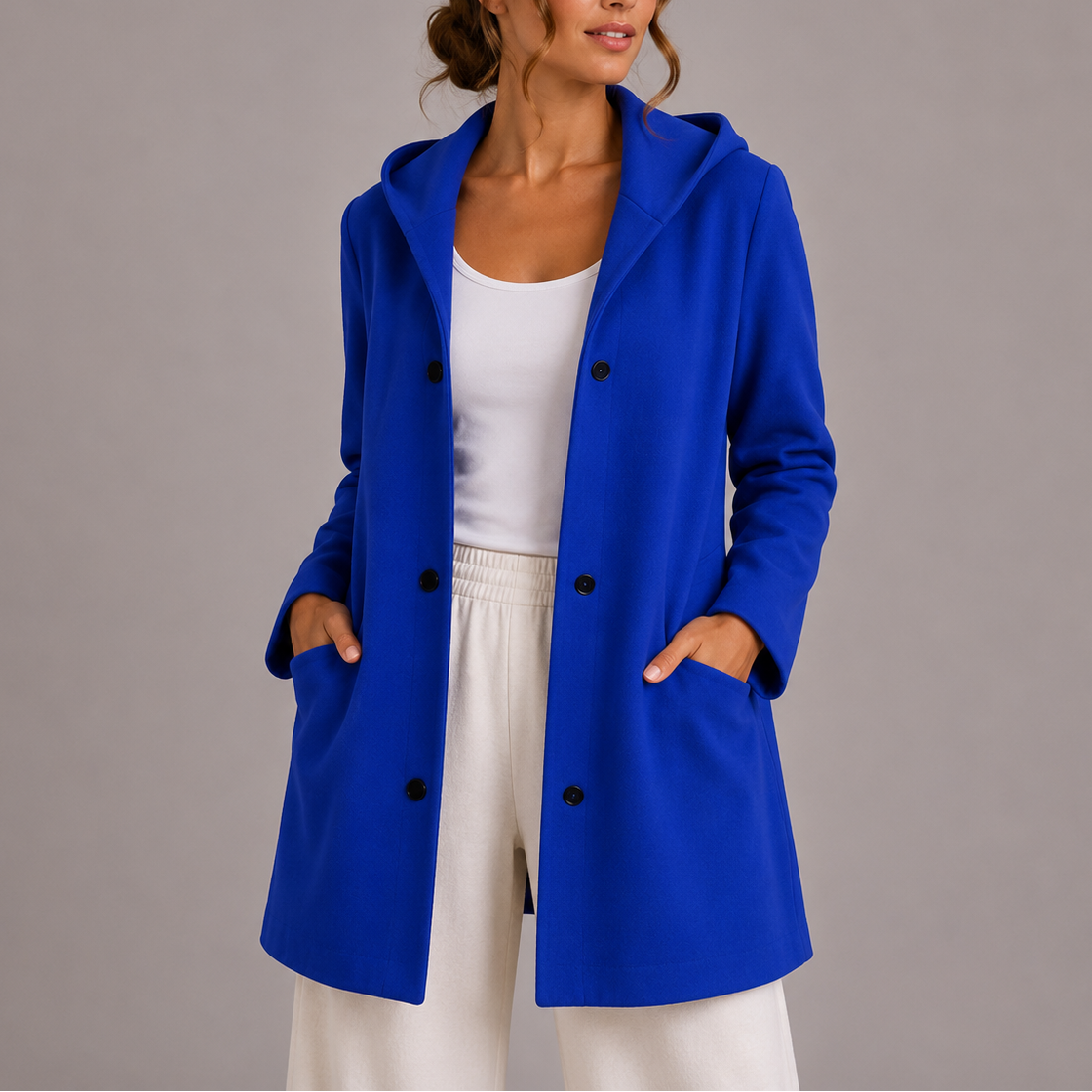 Women's Hooded Casual Cardigan with Front Pockets