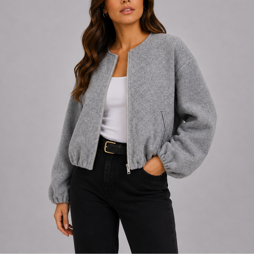 Women's Lightweight Zip-Up Bomber Jacket with Pockets