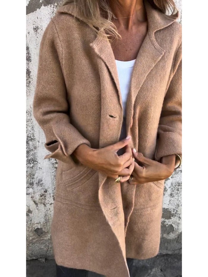 Women's Longline Lapel Collar Button-Front Coat