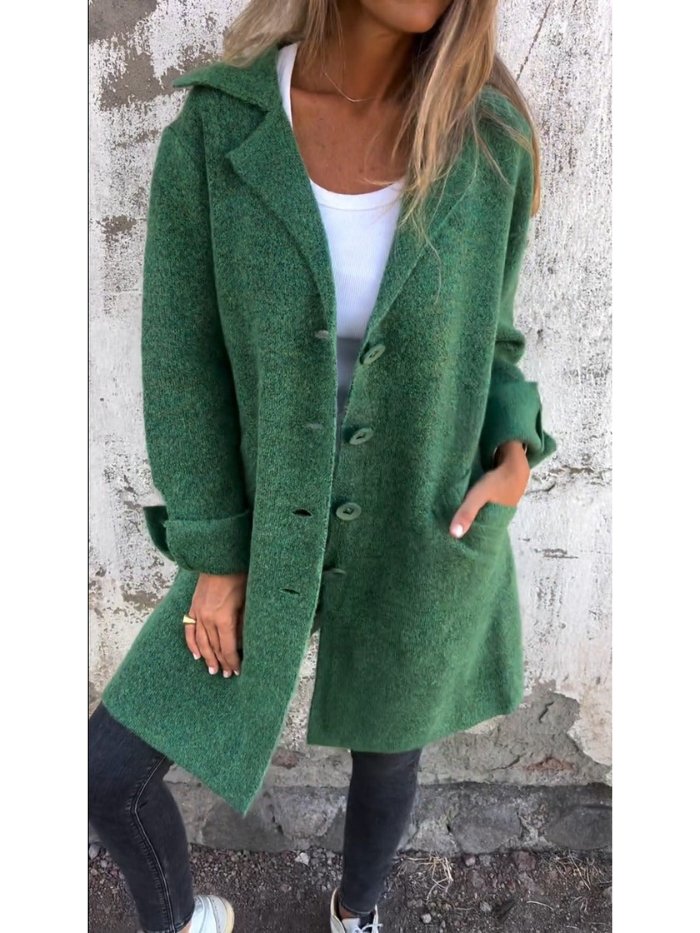 Women's Longline Lapel Collar Button-Front Coat