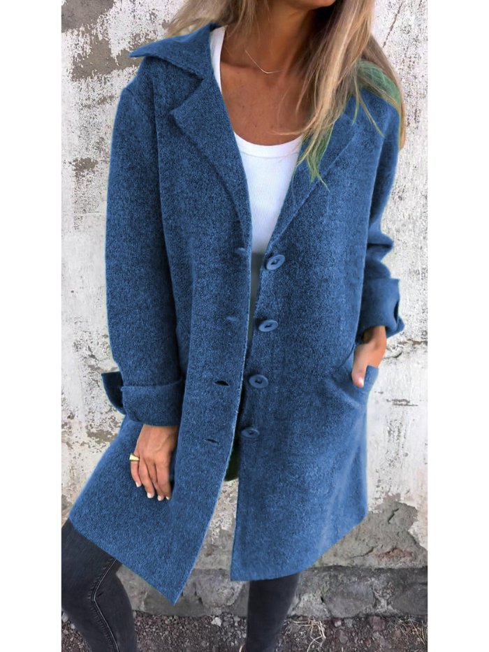 Women's Longline Lapel Collar Button-Front Coat