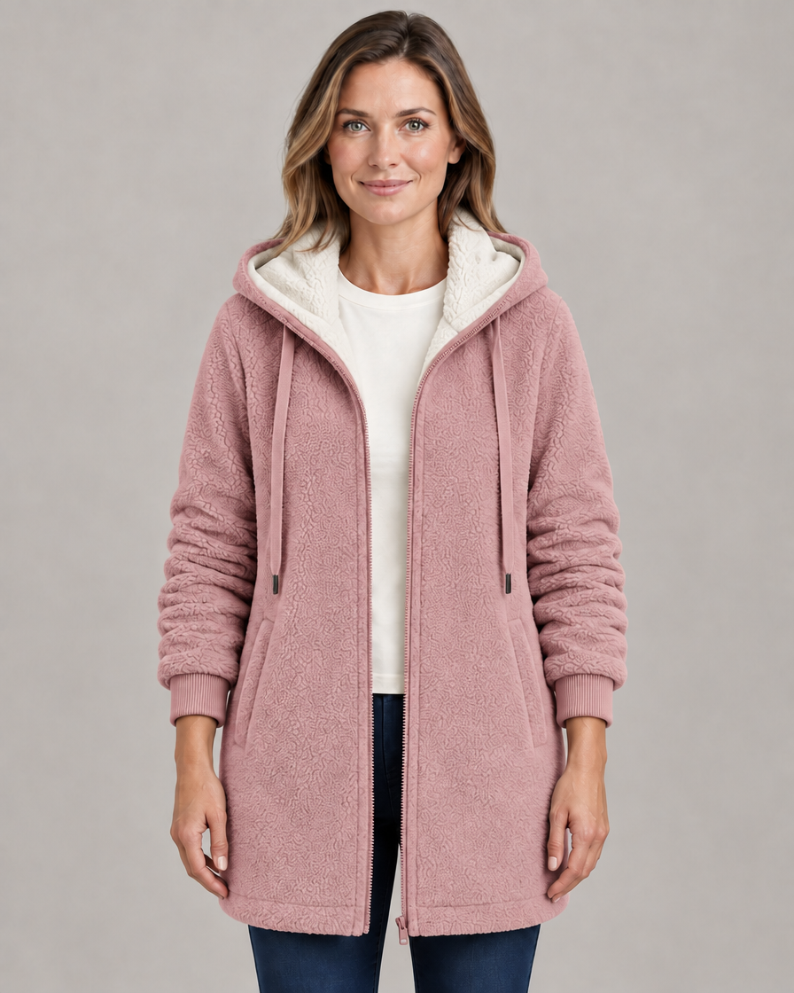 Women's Longline Wool-Effect Sherpa Hooded Jacket