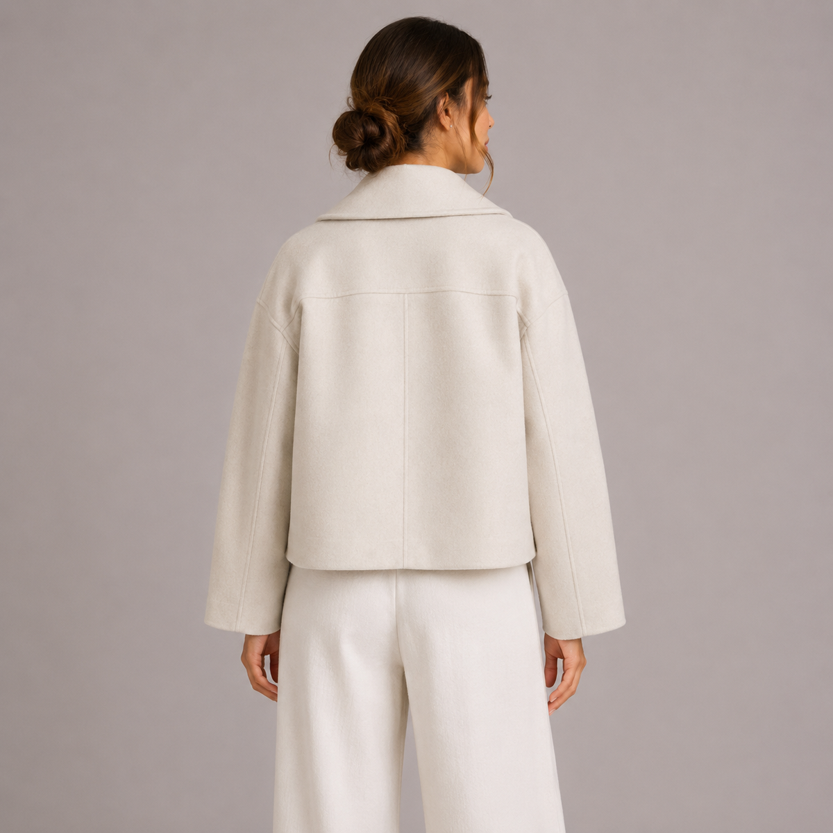 Women's Minimalist Fitted Double-Breasted Jacket with Cropped Length