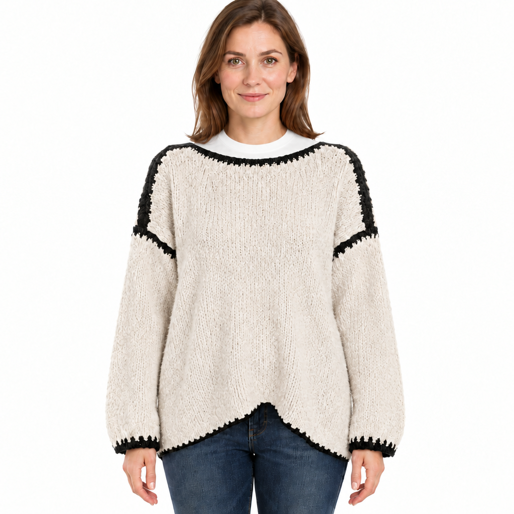 Women's Oversized Chunky Knit Jumper with Boat Neck