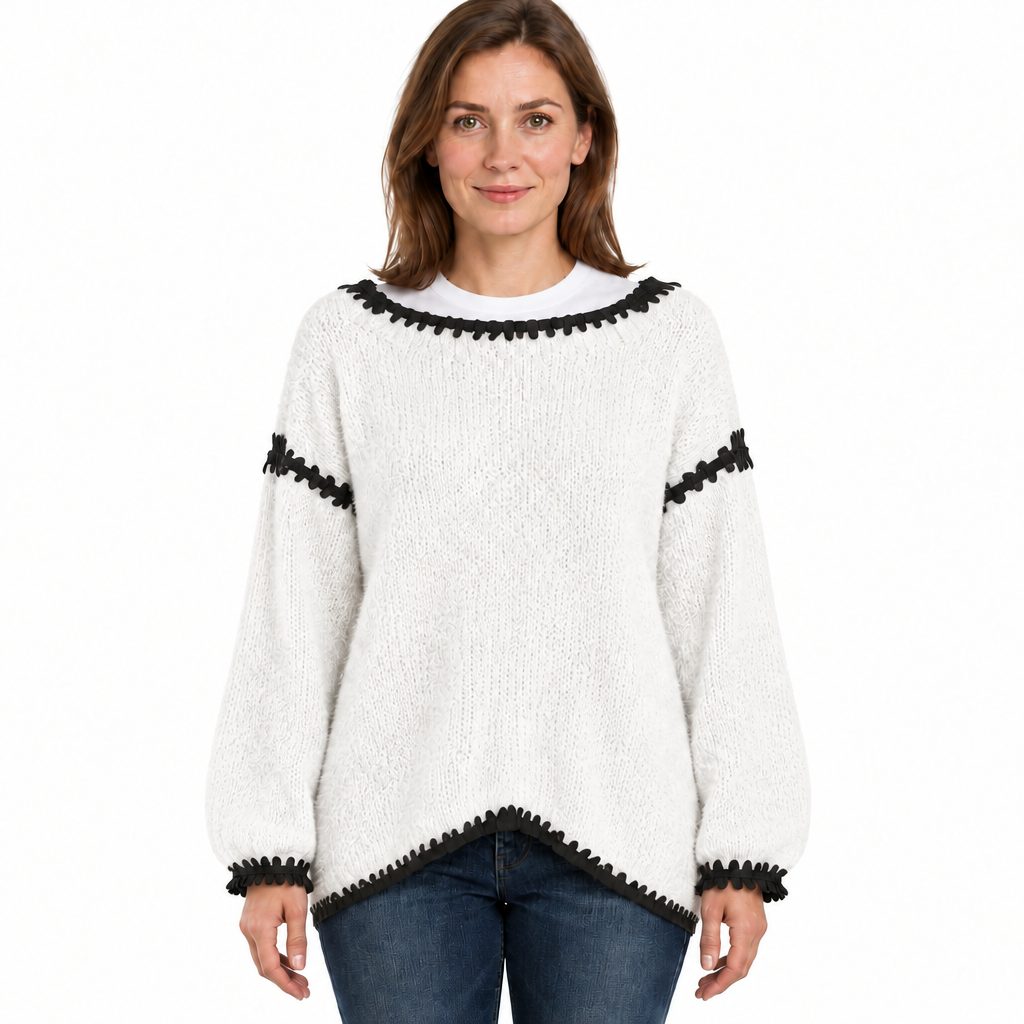 Women's Oversized Chunky Knit Jumper with Boat Neck
