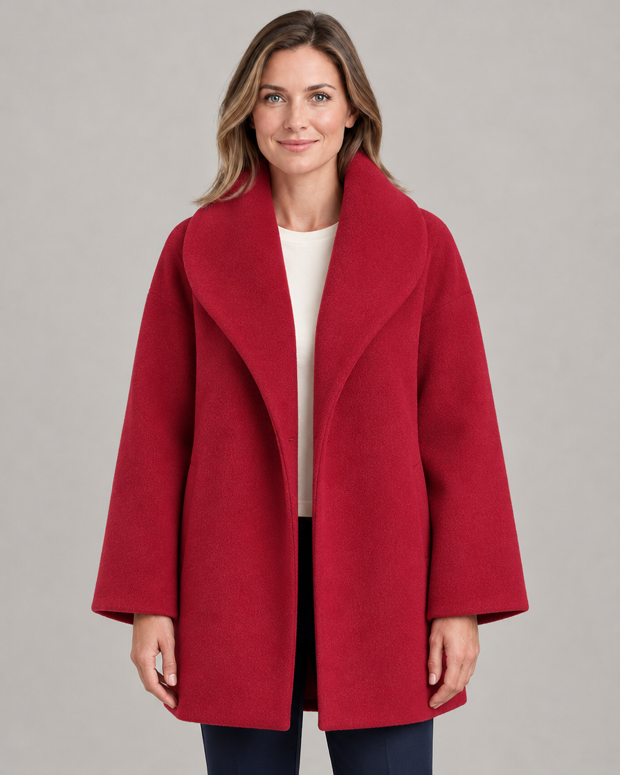 Women's Oversized Wool-Look Coat with Shawl Collar