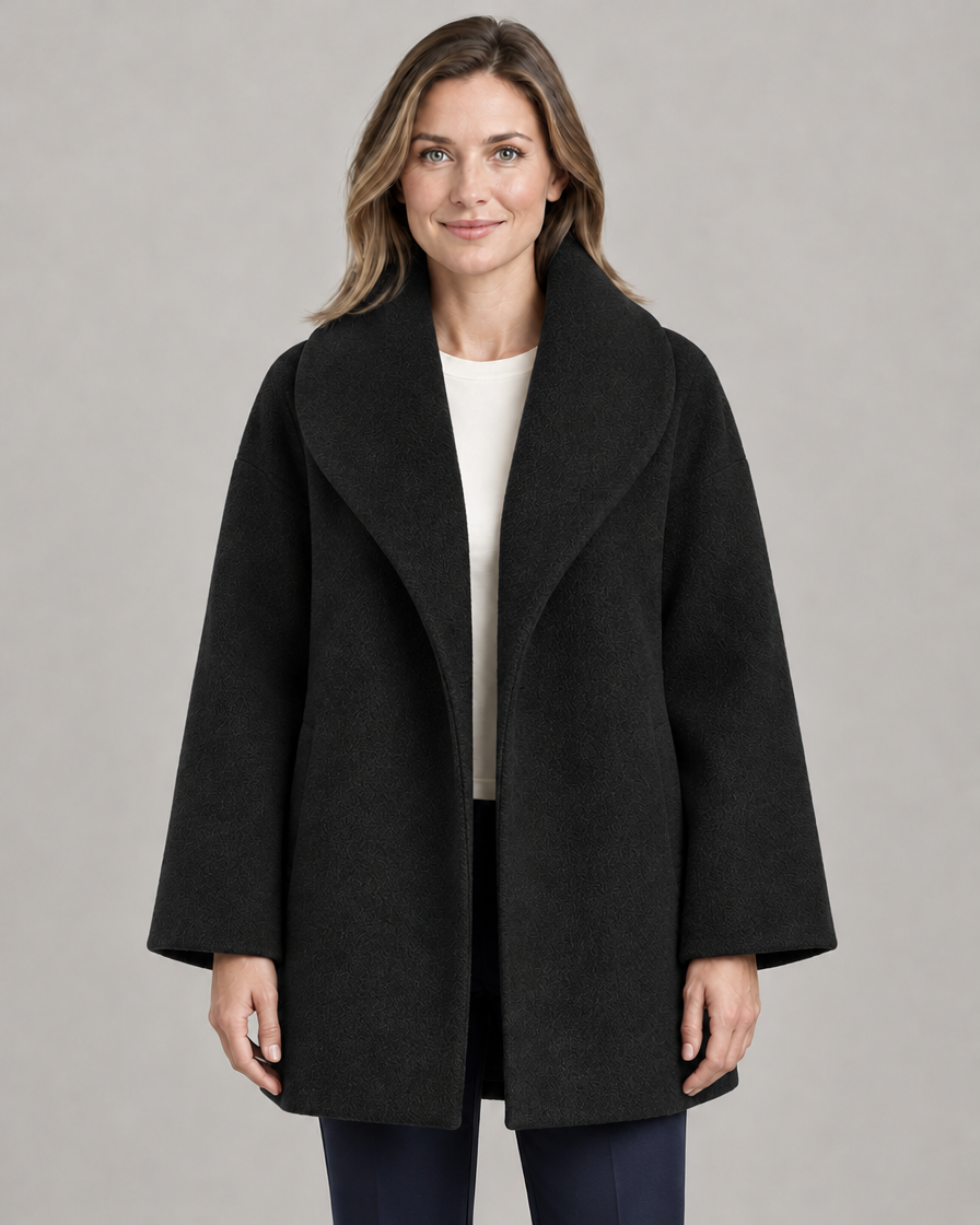 Women's Oversized Wool-Look Coat with Shawl Collar