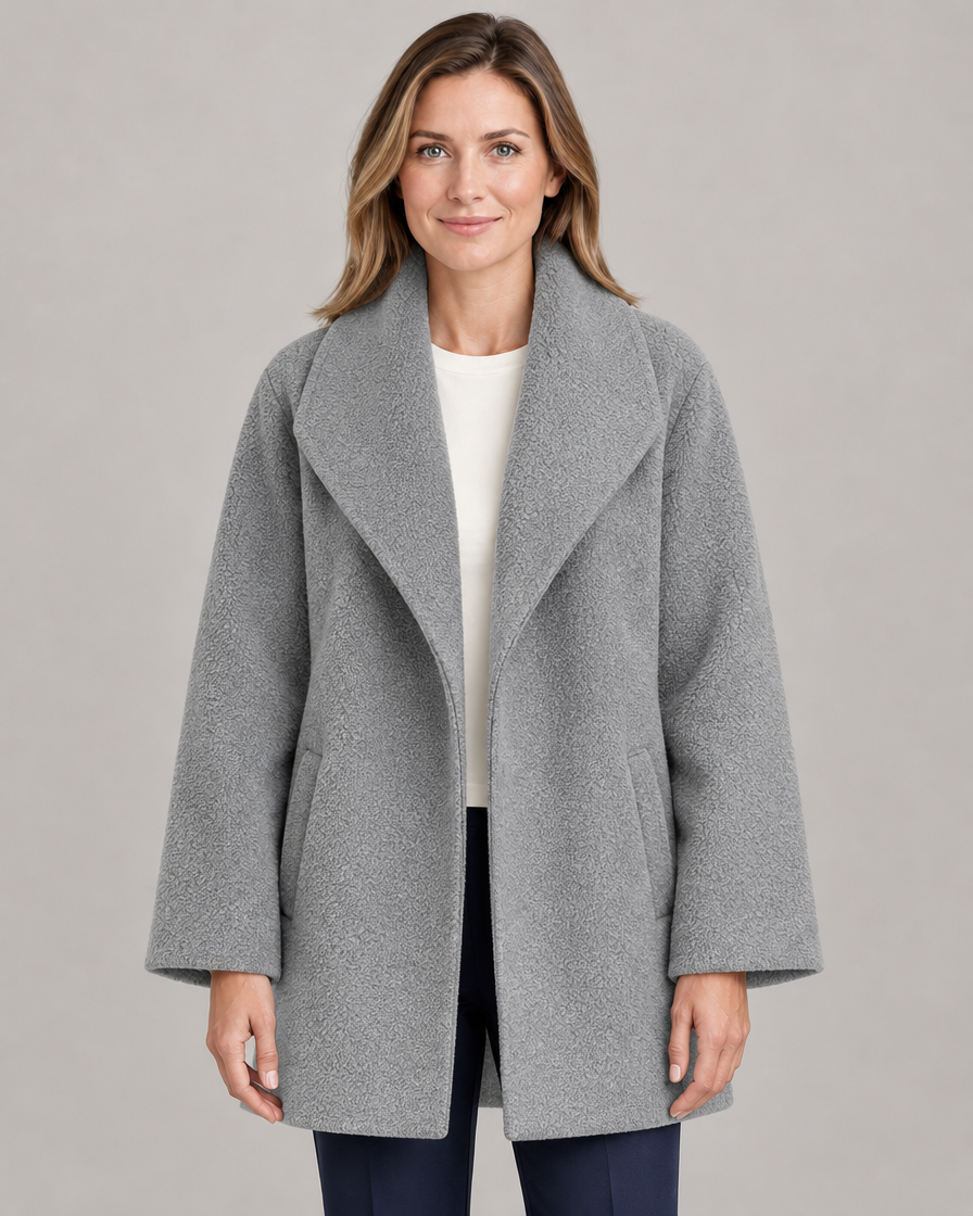 Women's Oversized Wool-Look Coat with Shawl Collar