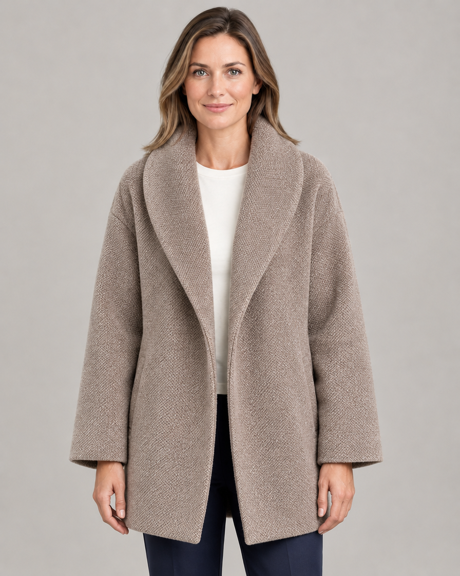 Women's Oversized Wool-Look Coat with Shawl Collar