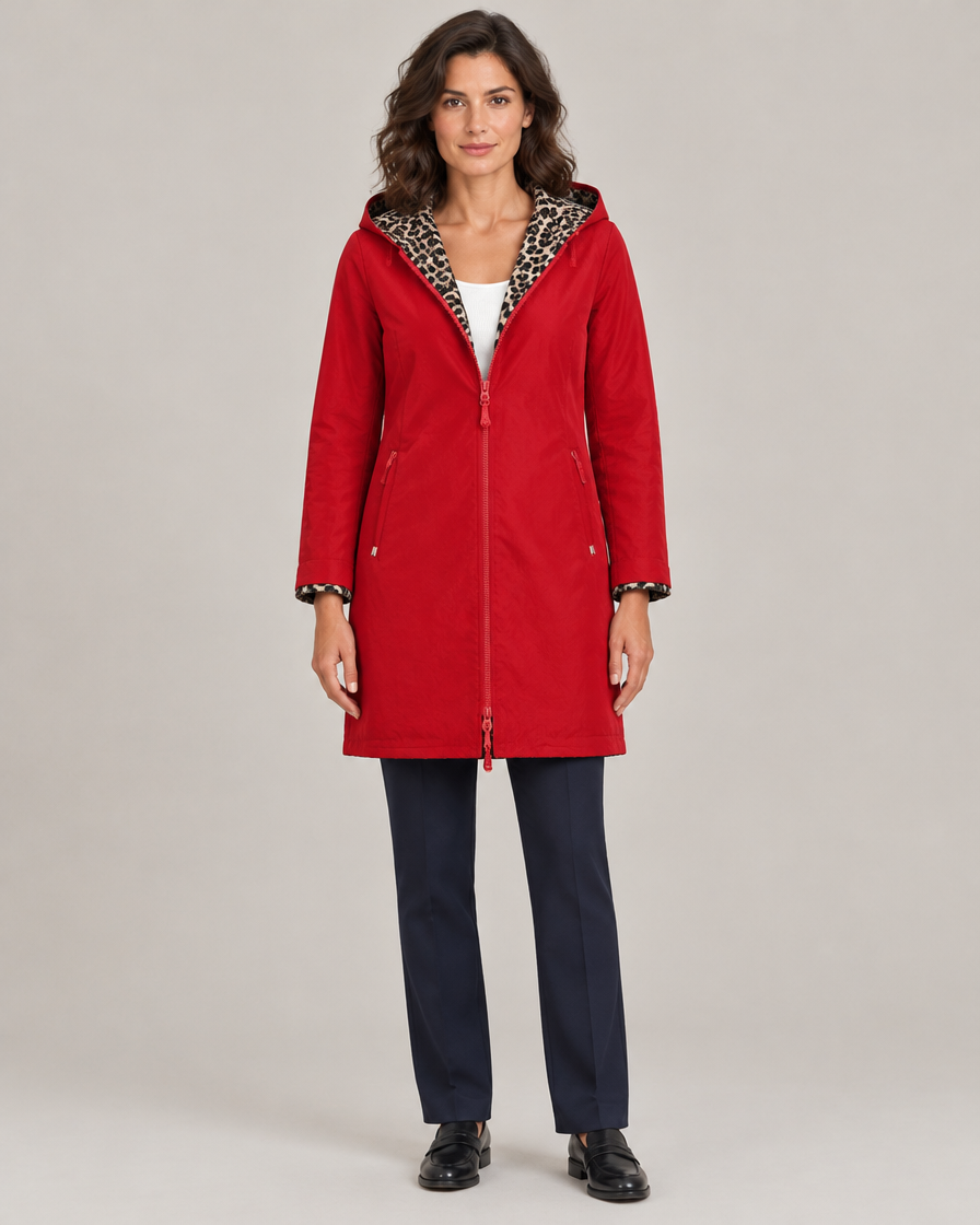 Women's Reversible Leopard Print Hooded Coat