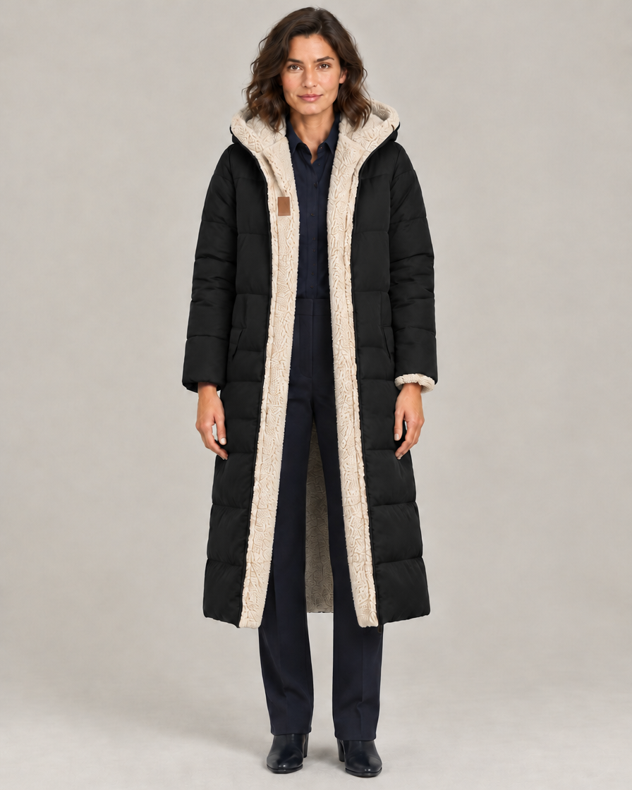 Women's Reversible Longline Sherpa Puffer Coat