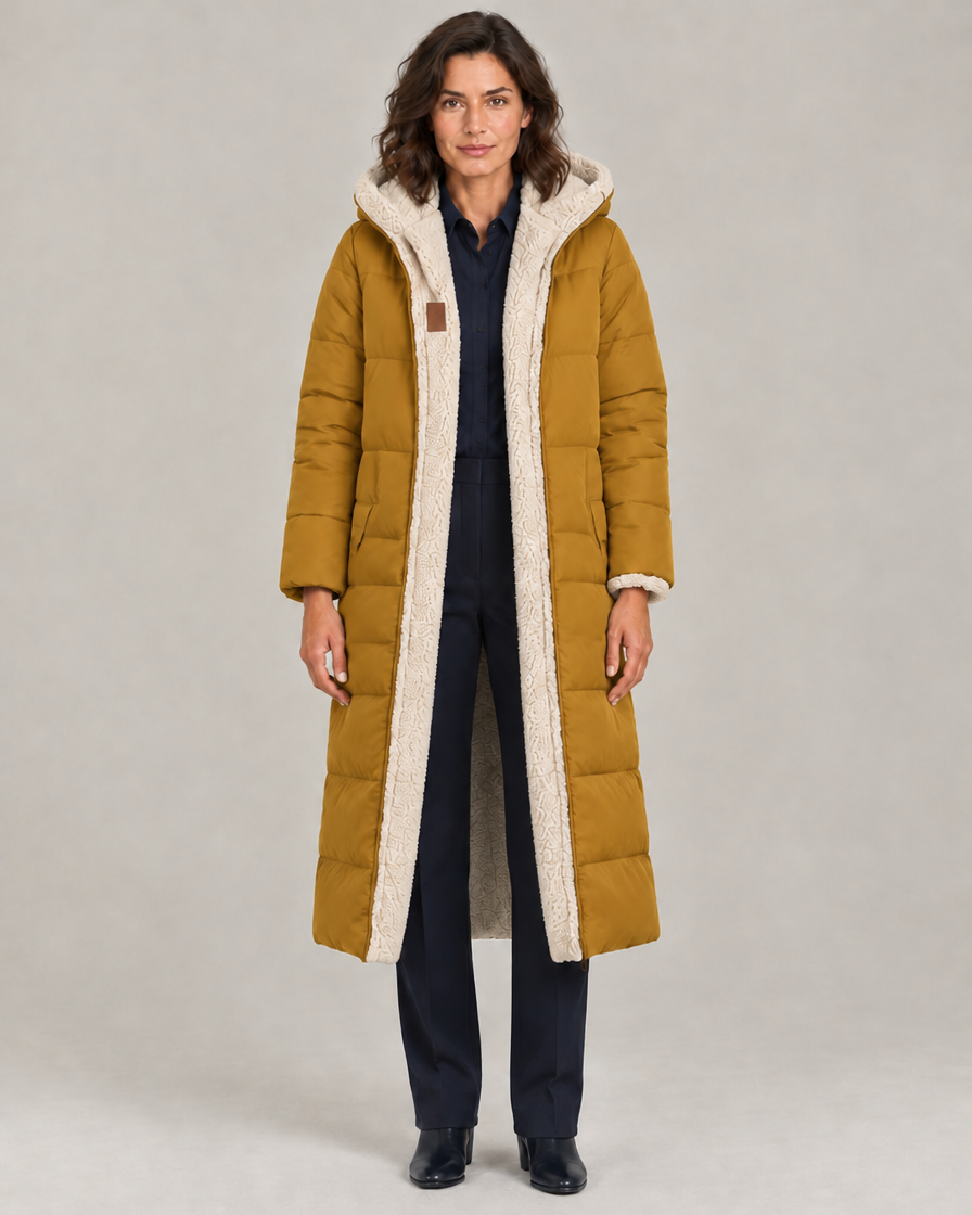 Women's Reversible Longline Sherpa Puffer Coat