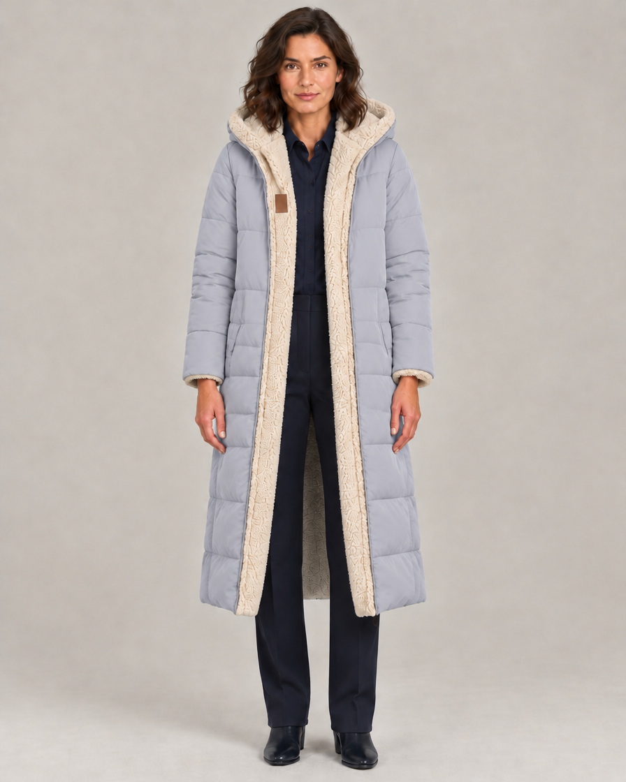 Women's Reversible Longline Sherpa Puffer Coat
