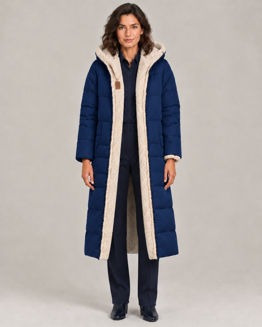 Women's Reversible Longline Sherpa Puffer Coat
