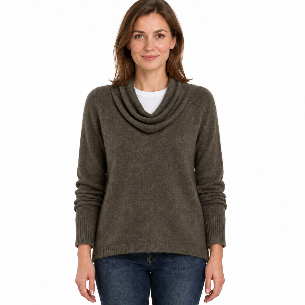 Women's Soft Knit Jumper with Draped Cowl Neck