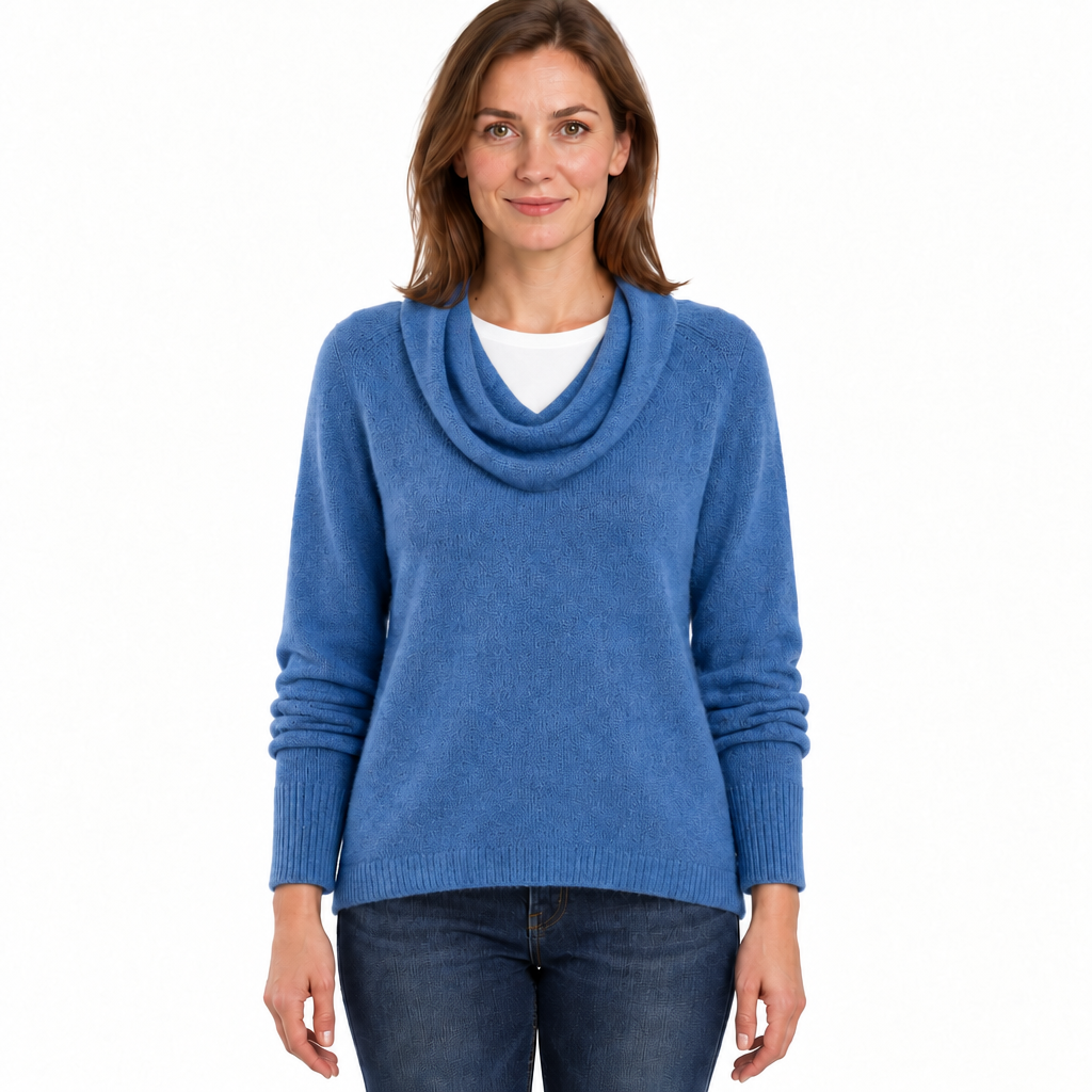 Women's Soft Knit Jumper with Draped Cowl Neck
