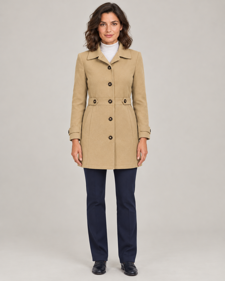 Women's Tailored Trench Coat with Belted Waist