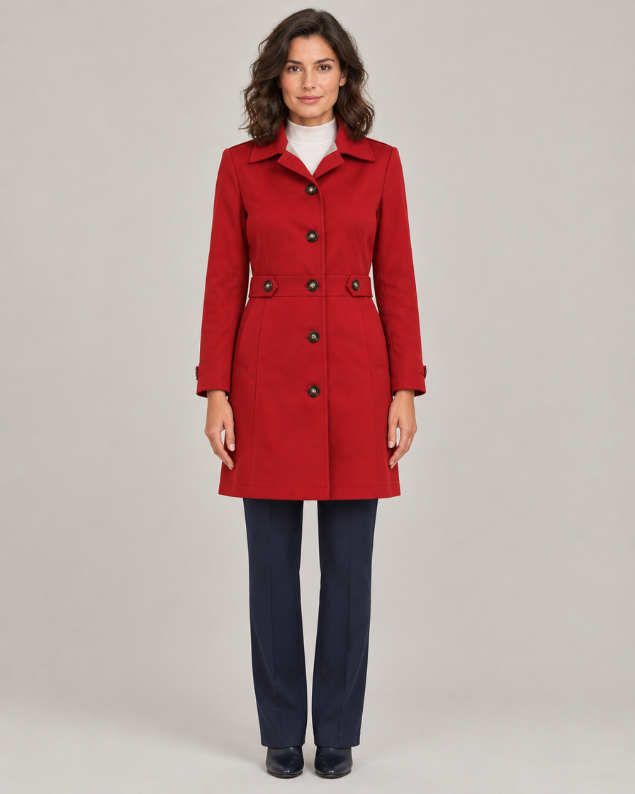 Women's Tailored Trench Coat with Belted Waist
