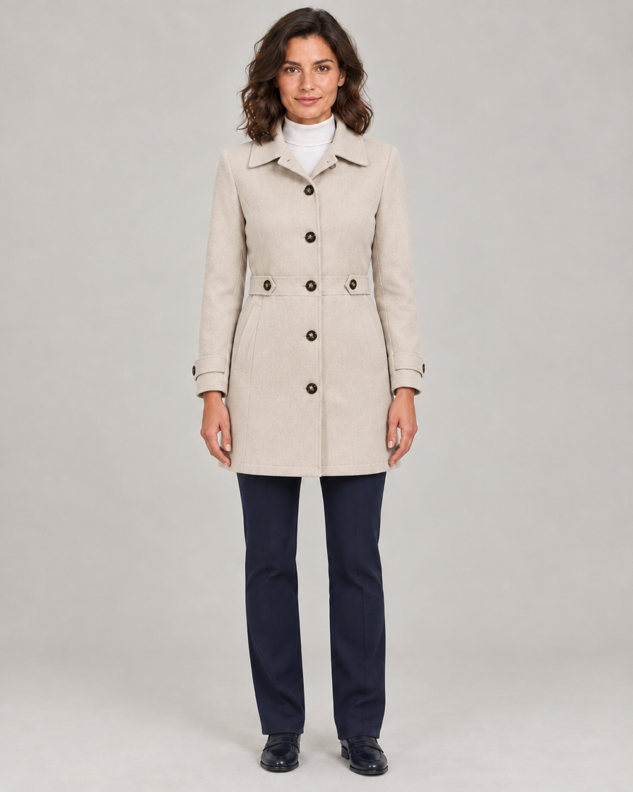 Women's Tailored Trench Coat with Belted Waist