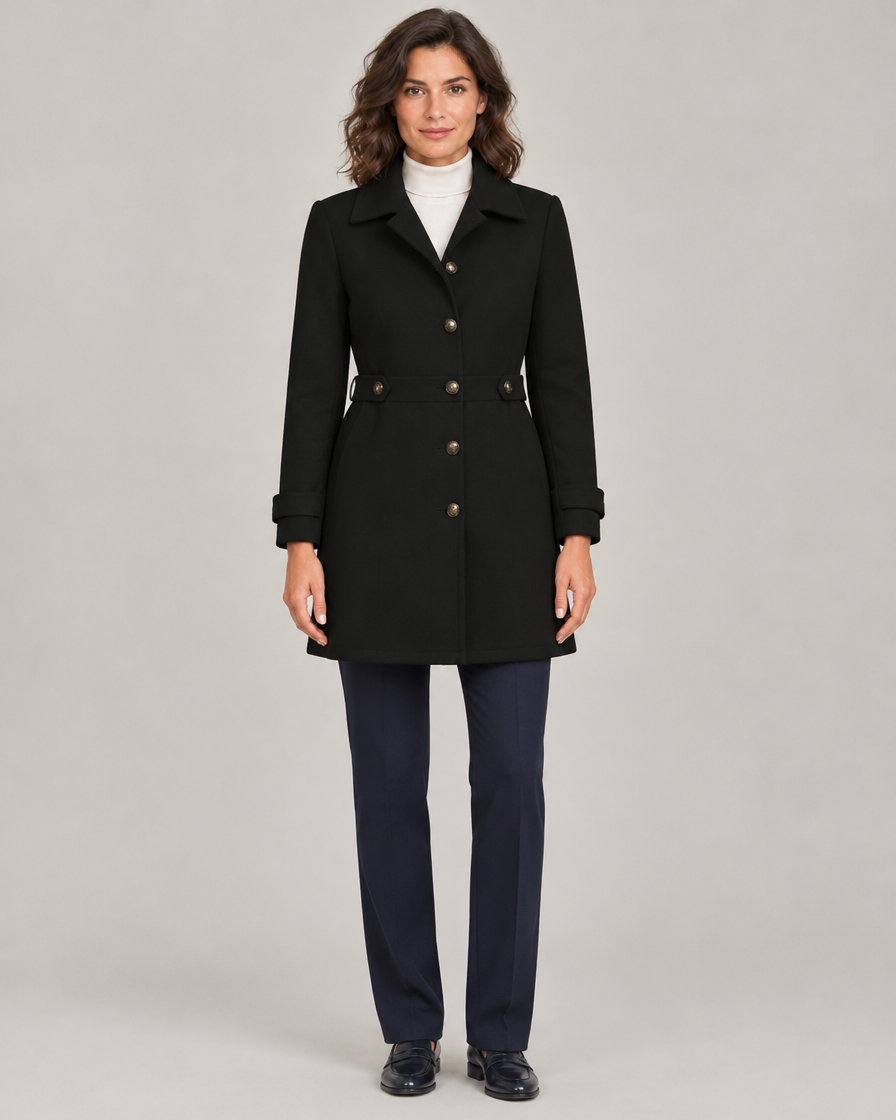 Women's Tailored Trench Coat with Belted Waist