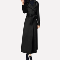 Women's Long Double-Breasted Belted Trench Coat