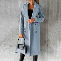 Longline Double-Breasted Trench Coat with Flap Pockets