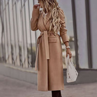 Women's Belted Wrap Trench Coat with Notched Lapels