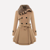 Women's Fit-and-Flare Belted Trench Coat with Pleated Skirt
